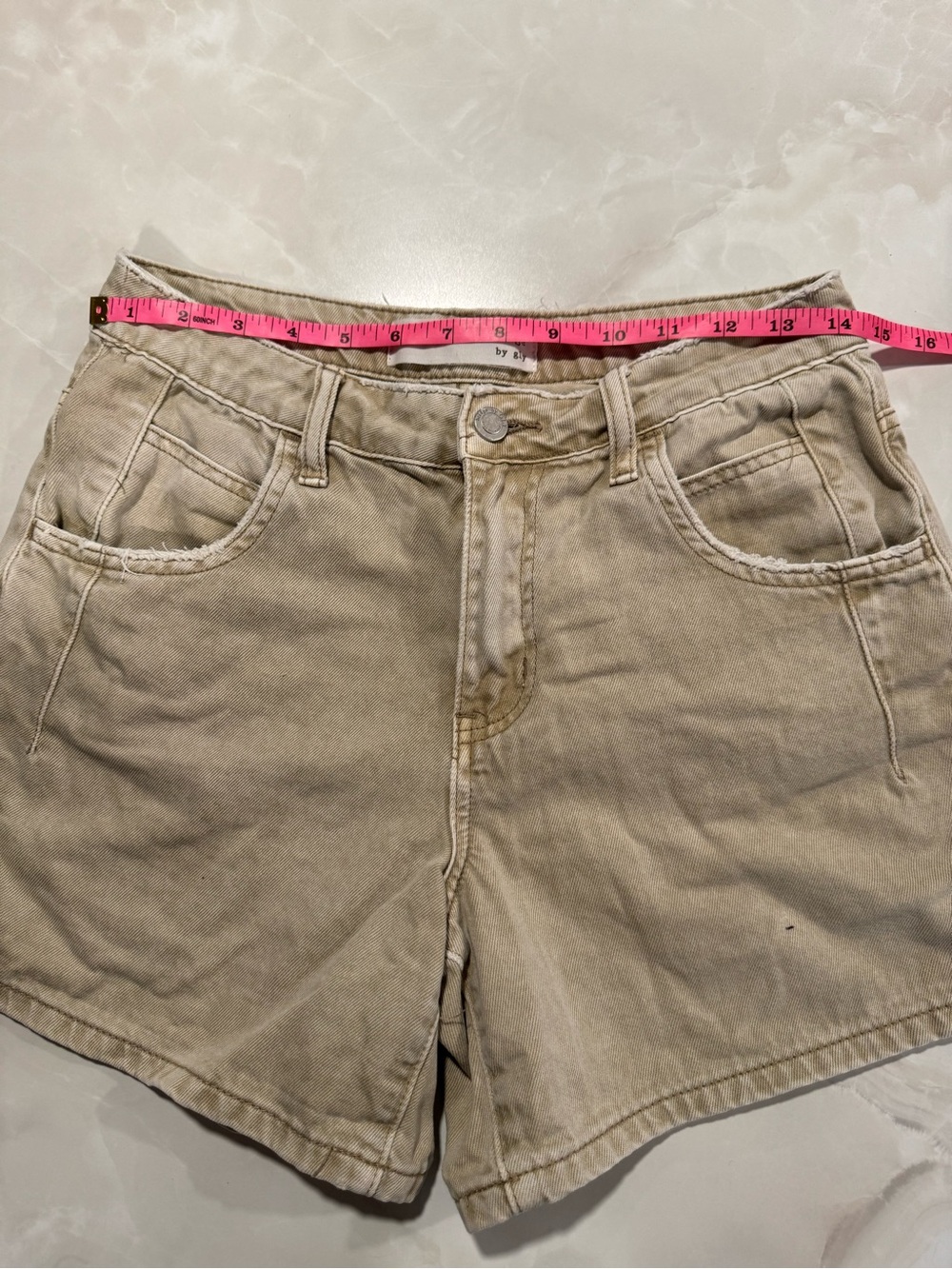 Bridge by Gly Beige High-Waist Denim  mom Shorts - Picture 6 of 9
